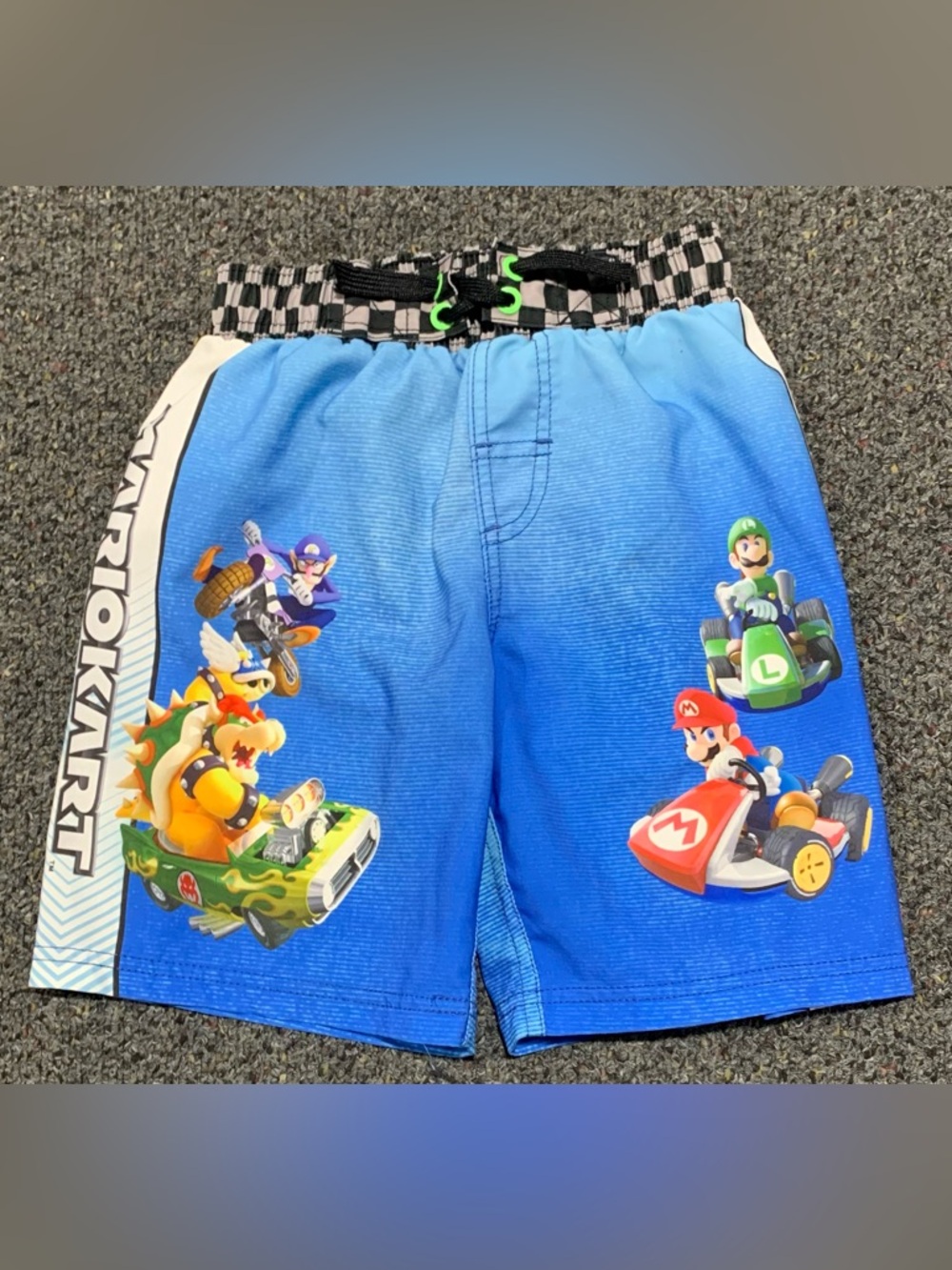 Mario brothers Mariokart boys 6/7 double sided swim trunks with back pocket